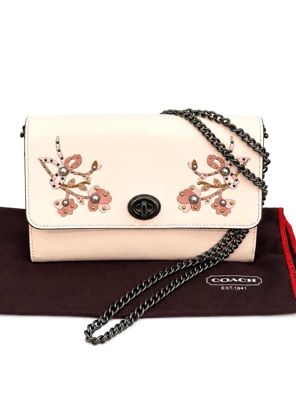 Coach Blush Pink Floral Appliqué Crossbody Bag